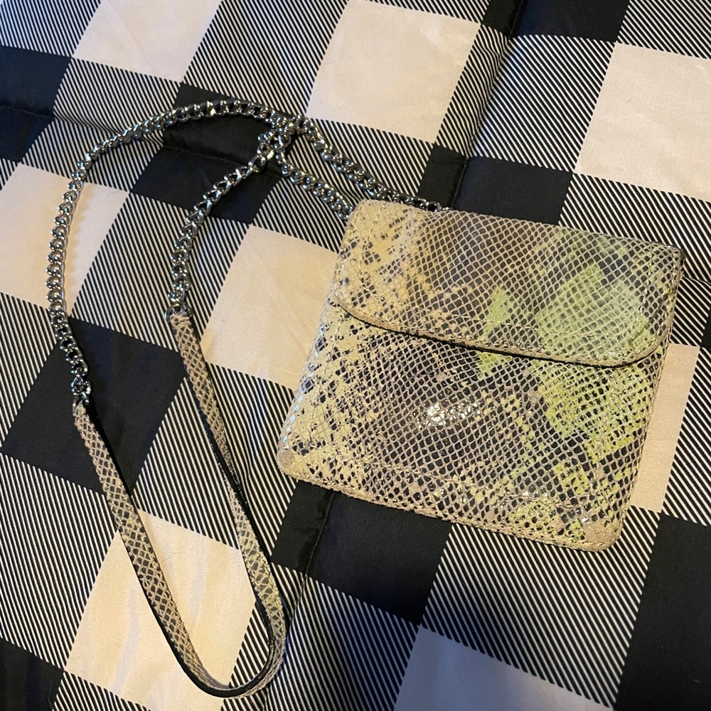 Snake print chain-link shoulder bag/ crossbody